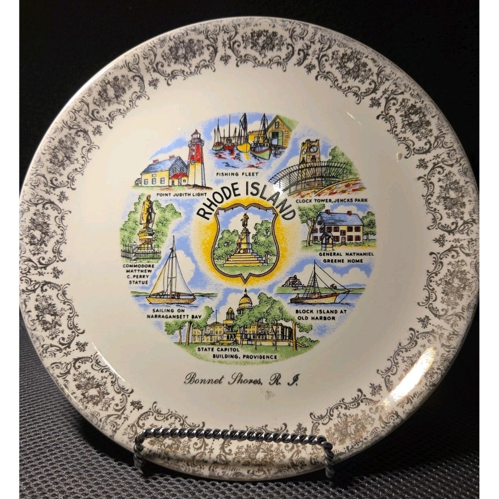 Vntg Rhode Island Souvenir Plate Bonnet Shores